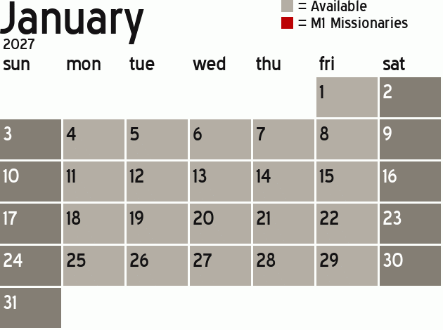 Missionary Dinner Calendar