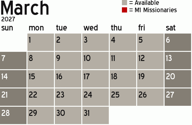 Missionary Dinner Calendar