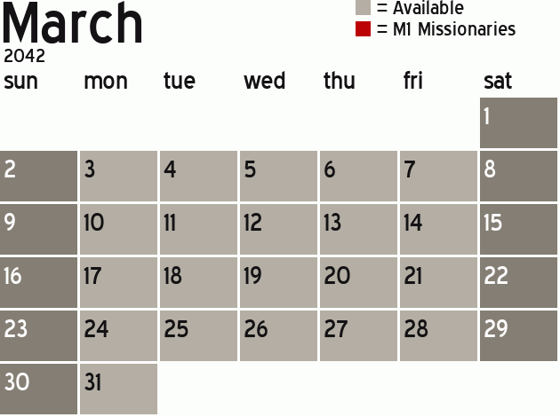 Missionary Dinner Calendar