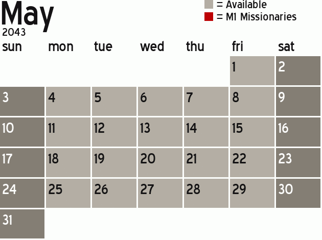 Missionary Dinner Calendar