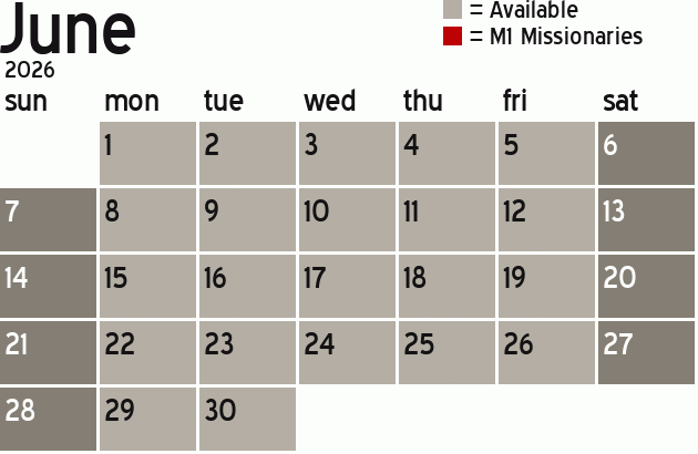 Missionary Dinner Calendar