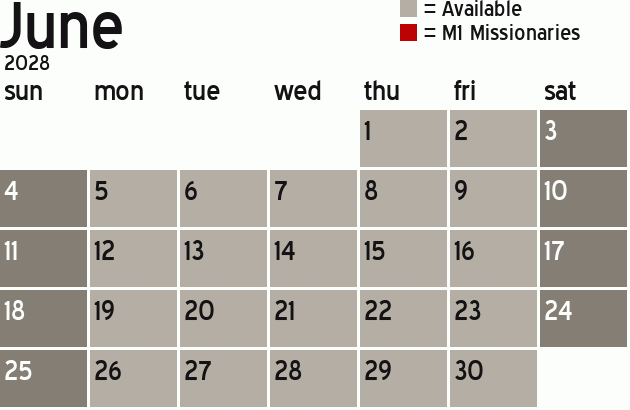 Missionary Dinner Calendar