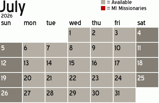 Missionary Dinner Calendar