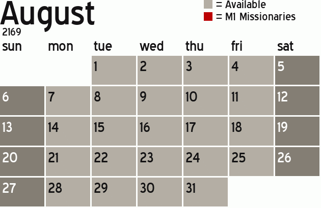 Missionary Dinner Calendar