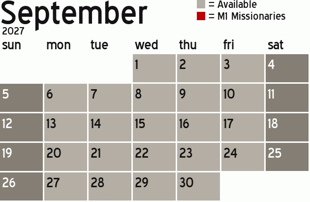 Missionary Dinner Calendar